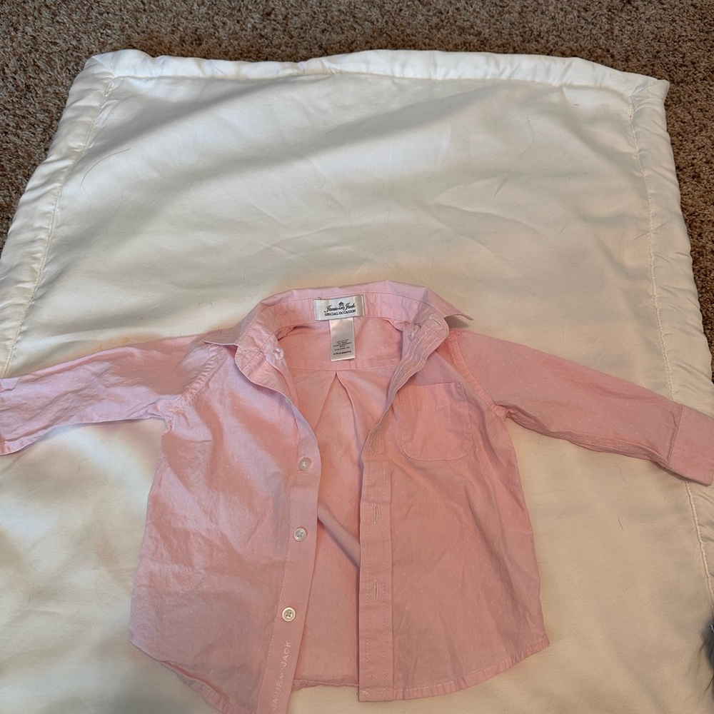 Janie and Jack Kids' Long-Sleeve Button-Up Shirt - Pink